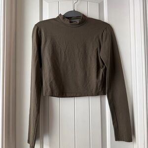 Olive Long Sleeve Crop Top